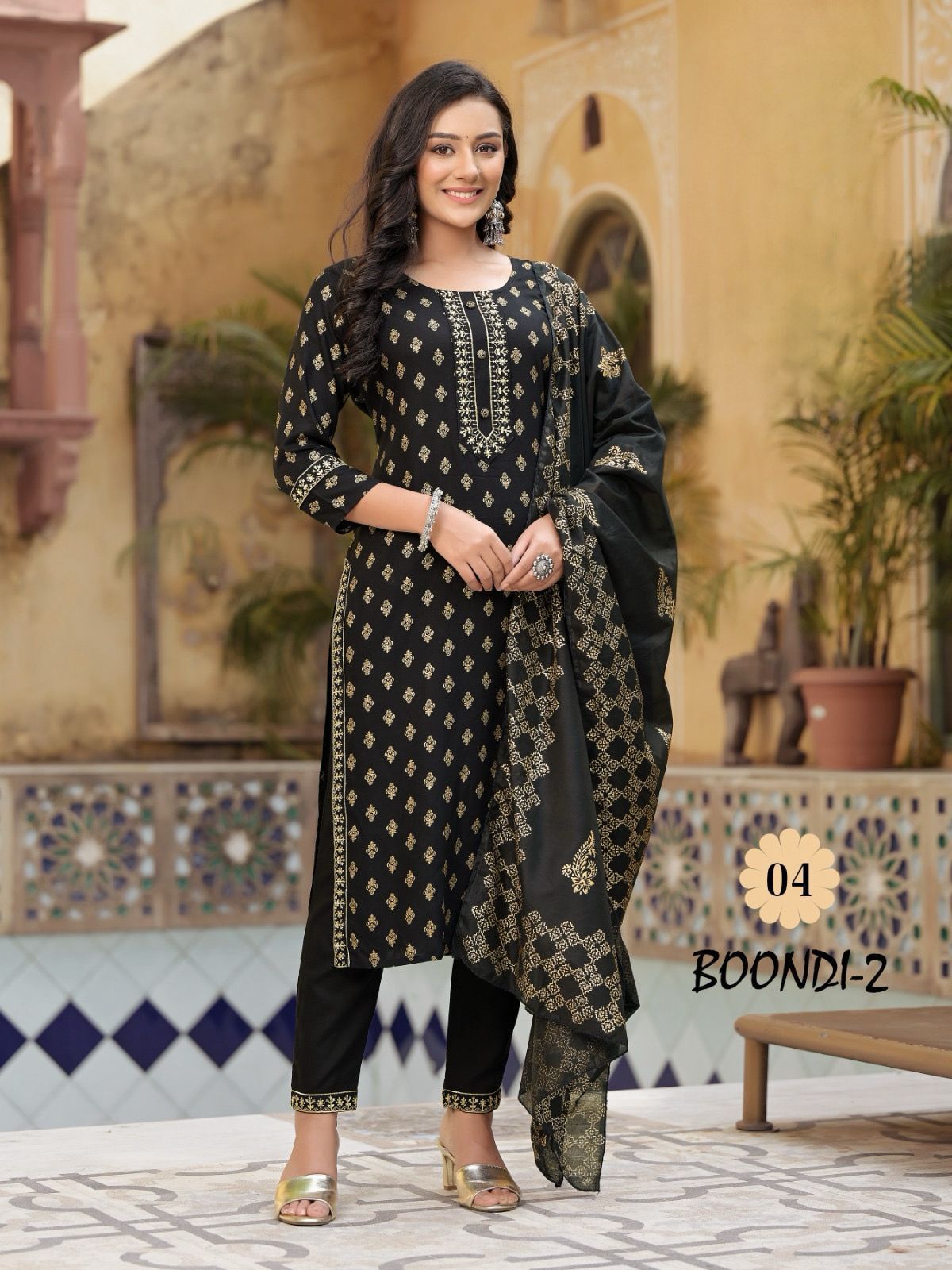 Boondi 2 By Kiya Rayon Printed Kurti With Bottom Dupatta Catalog